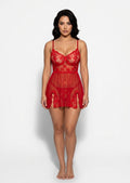 Blush Floral Lace Slit Babydoll