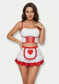 Sweetheart Maid Roleplay Crop Top & Mini Skirt Set