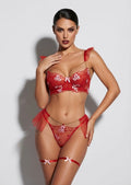 Embroidered Chain Garter Lingerie Set