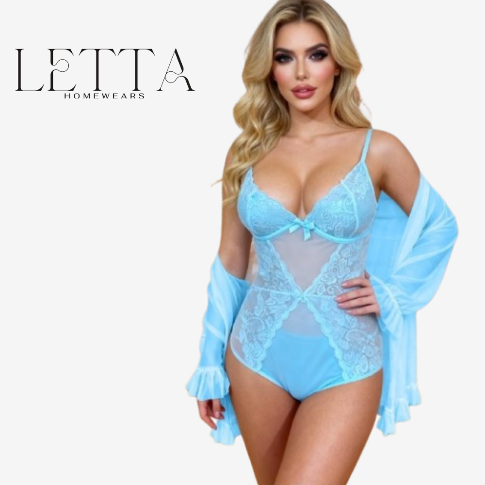 Embroidered Mesh Lingerie Set