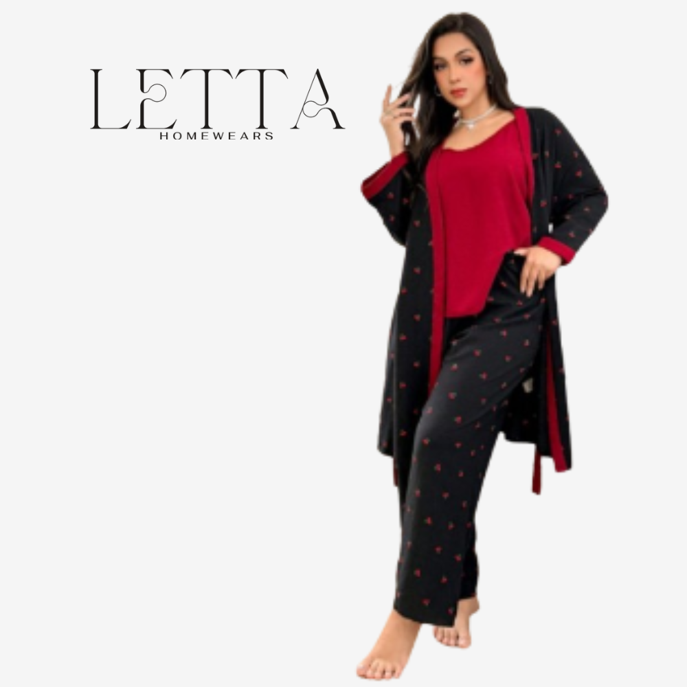 Elegant 3-Piece Cotton Plus Size Lounge Set