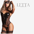 Leather & Mesh Corset Bodysuit