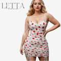 White Strawberry Print Lingerie Dress