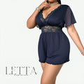Size Navy Blue Lace Romper