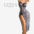 Sultry Zebra Print Mesh Maxi Gown