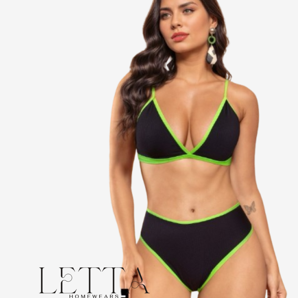 Sporty Neon Trim Lingerie Set