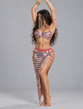 Coral Rose Metallic Sequined Coin Belly Dance Outfit Set