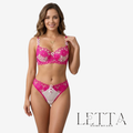 Hot Pink Floral Embroidered Bra
