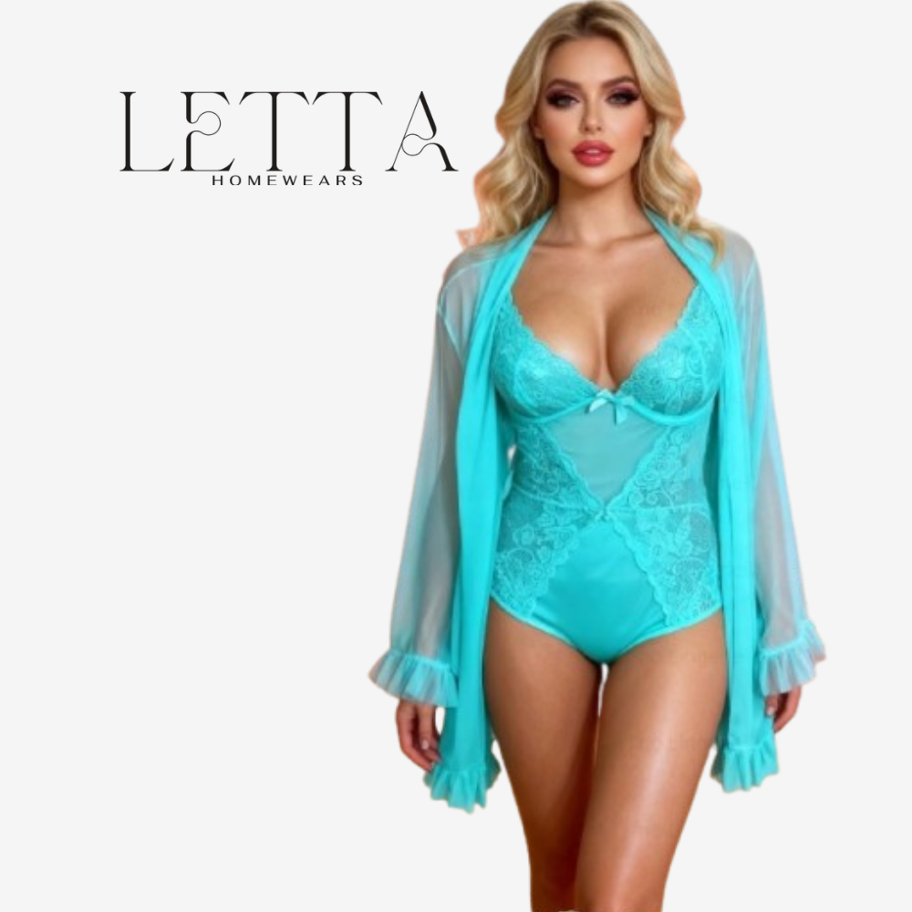 Embroidered Mesh Lingerie Set