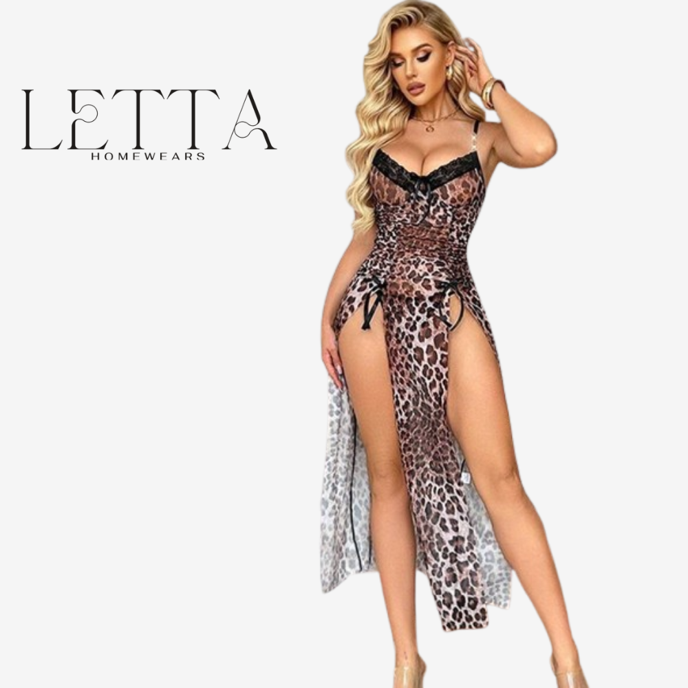 Wild Leopard Print Mesh Chemise