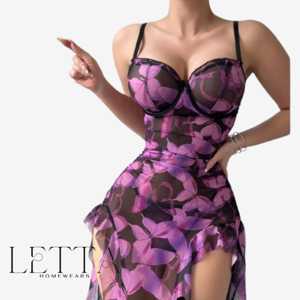 "Noir Allure" Sheer Tulle Teddy