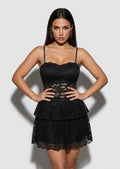 Midnight Noir Tiered Lace Babydoll Dress