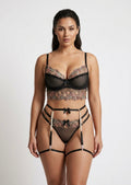 Midnight Pearl Embroidered Lingerie Set