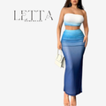 Azure Ombré Set - 2-Piece Strapless Crop Top