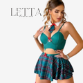 Premium "Zebda" Fabric Plaid Schoolgirl Lingerie Set
