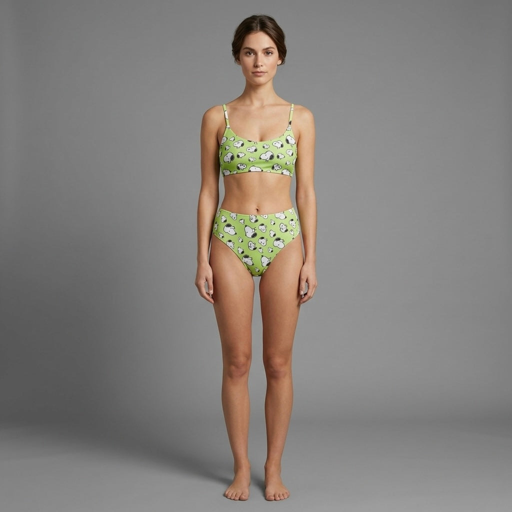 High-Waisted Cartoon Bikini