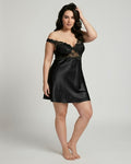 Satin & Lace Off-Shoulder Chemise