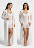 Ethereal White Lace Robe & Chemise Set