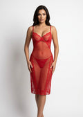 Crimson Lace Panel Slip Dress