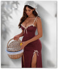 Bow-Trim Maxi Chemise