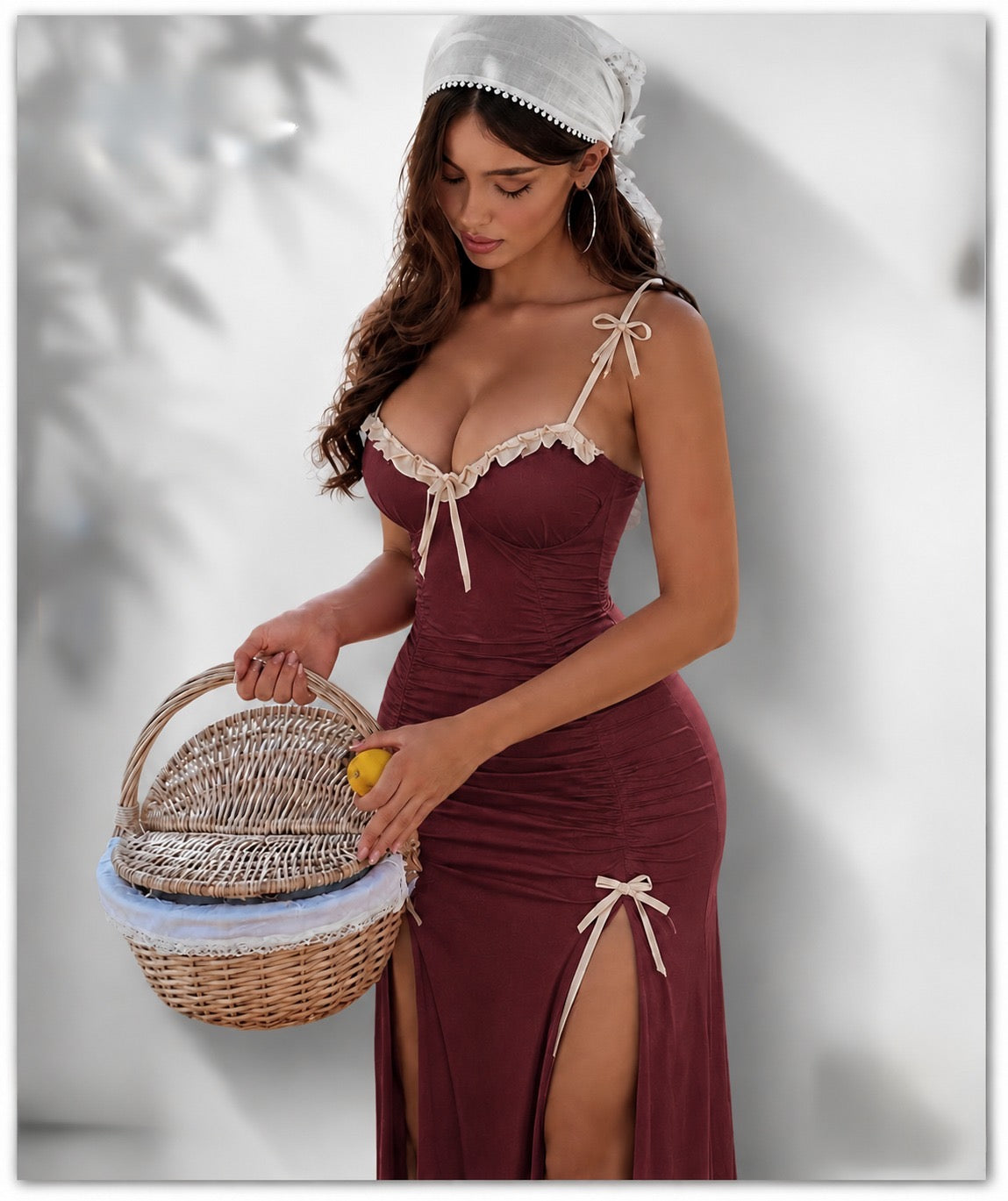 Bow-Trim Maxi Chemise