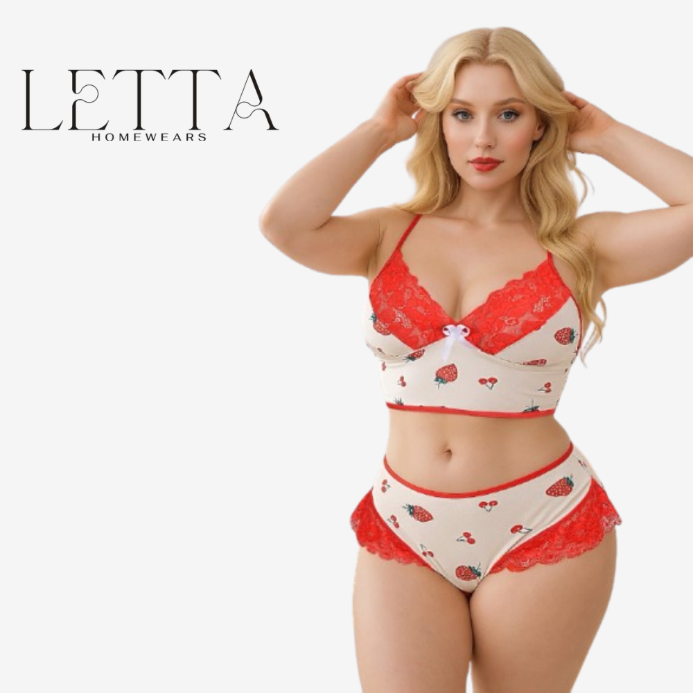Strawberry Print Lingerie Set