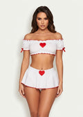 Sweetheart Nurse Off-the-Shoulder Crop Top & Skirt Set