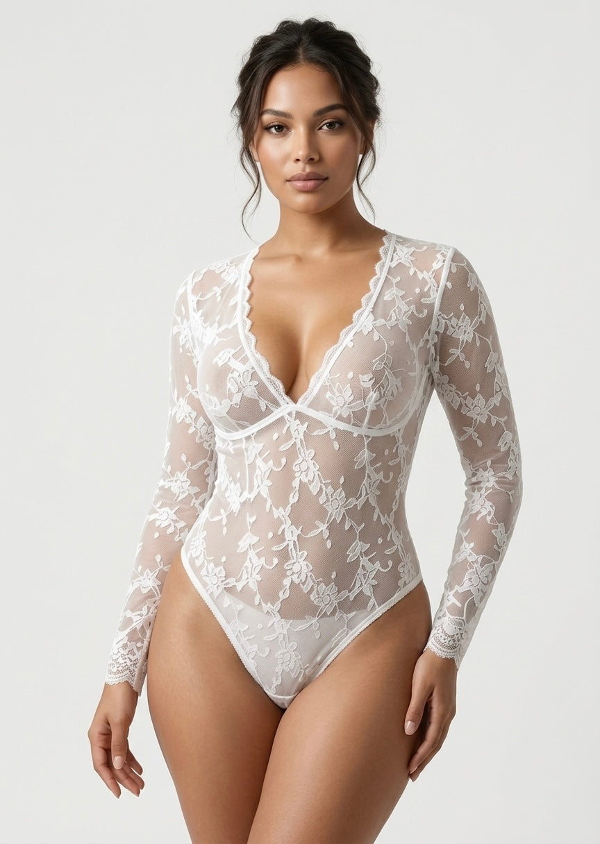 Long-Sleeve Lace Bodysuit