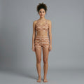 Chevron-print bikini set with boy-shorts