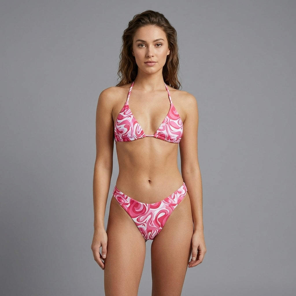 Pink Swirl Triangle Bikini