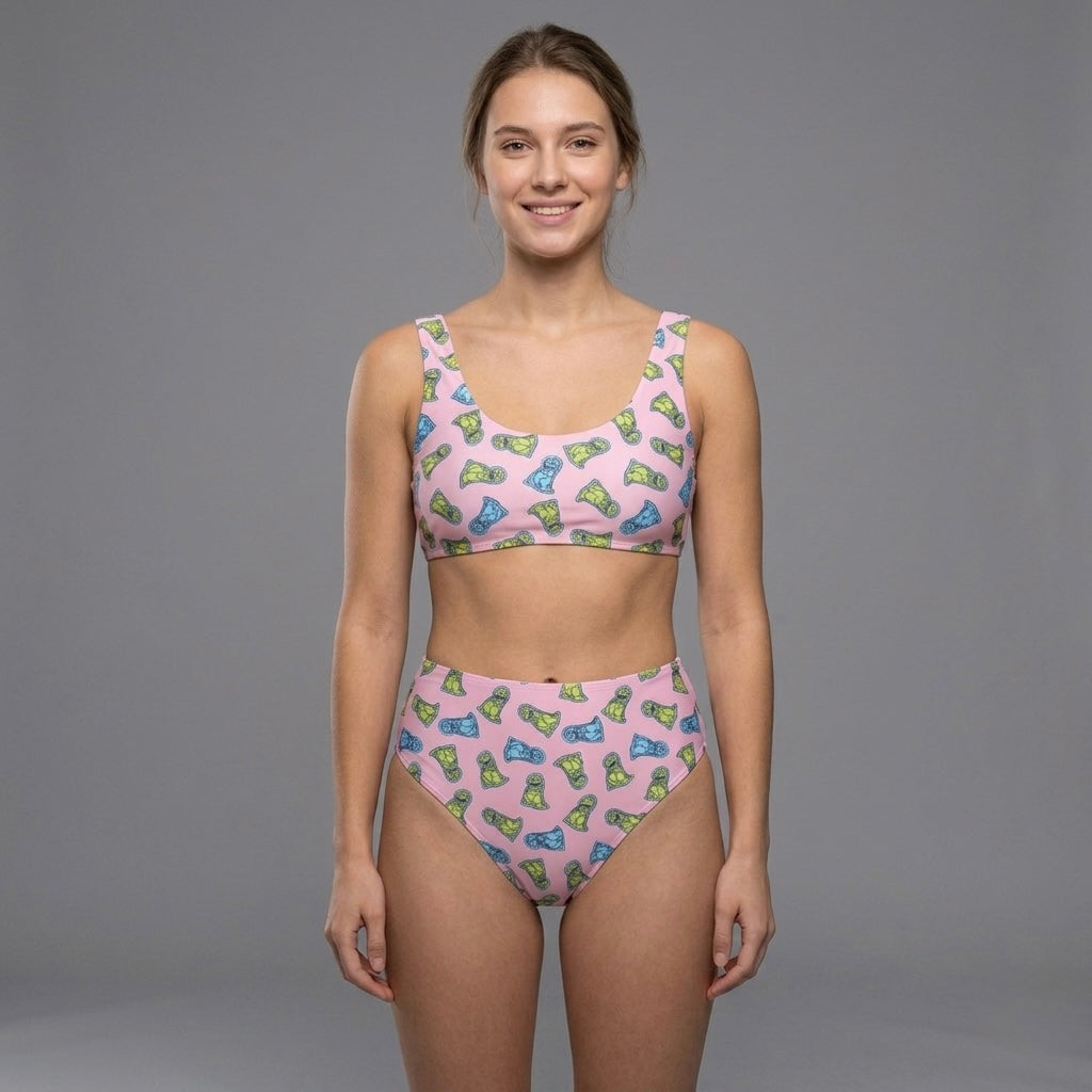 character print scoop bikini