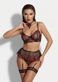 Midnight Lips Embroidered Chain Lingerie Set