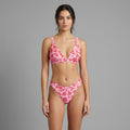 Pink floral print triangle bikini