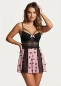 Sweet Hearts" Black & Pink Babydoll Set