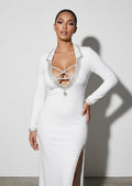 Embellished Rhinestone V-Neck Formal Dress