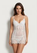 Ivory Lace-Trim Mesh Chemise