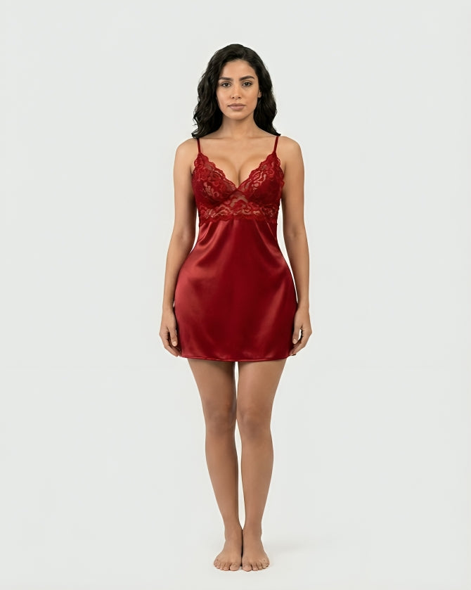 Satin & Lace Off-Shoulder Chemise