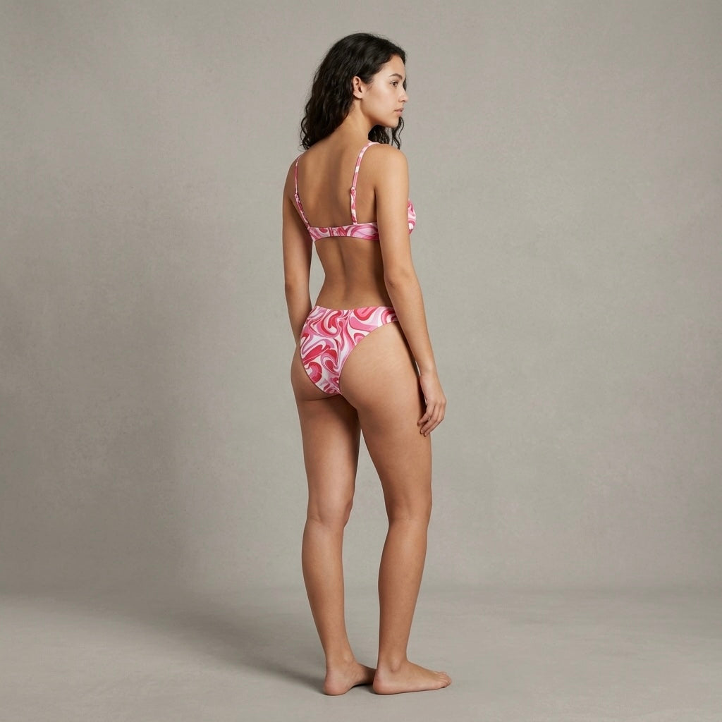 Swirl-print underwire bikini
