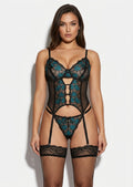 Crimson Noir Floral Lace Corset Set