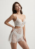 Ivory Floral Lace Cutout Chemise Set