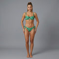Green printed bikini with side-tie bottoms