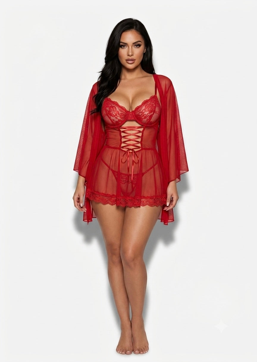 Lace-Up Corset Chemise