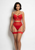 Lingerie Set with Rhinestone Straps & Garter Belt