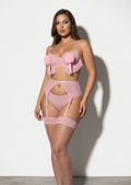 Lingerie Set with Ruffled Bra & Garter Belt
