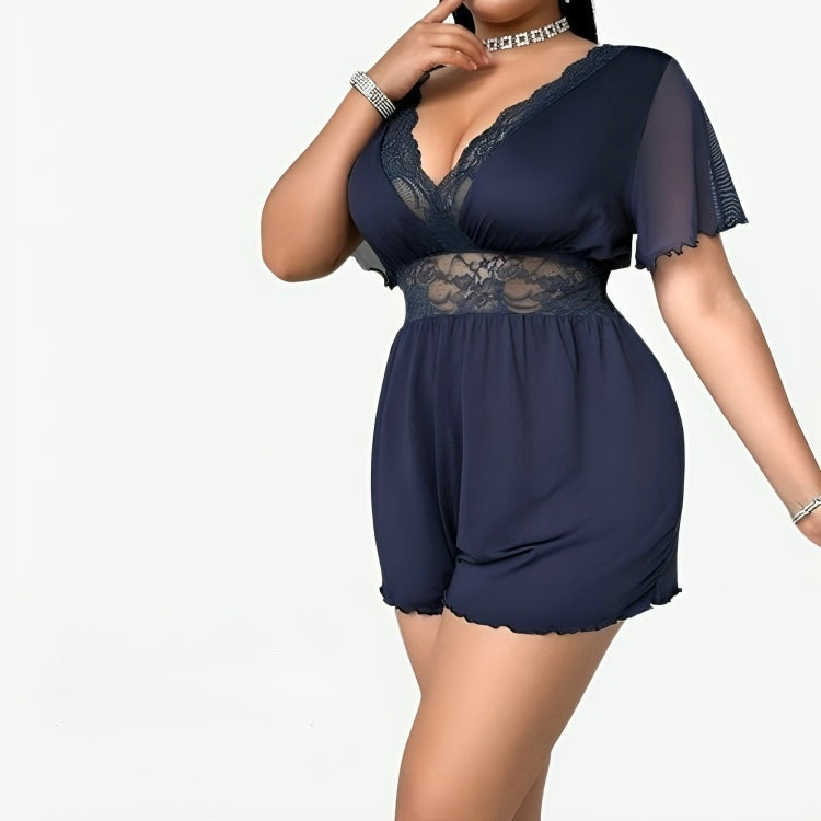 Size Navy Blue Lace Romper