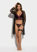 Midnight Lace-Trimmed Mesh Teddy