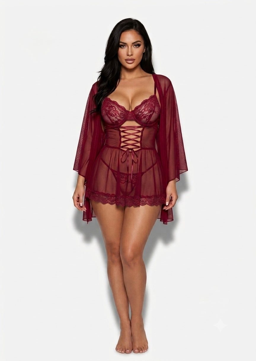 Lace-Up Corset Chemise