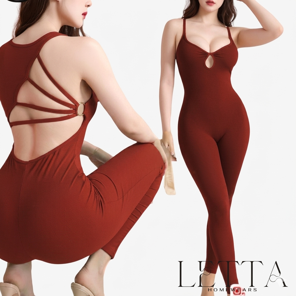 Black Body-Hugging Lingerie Jumpsuit