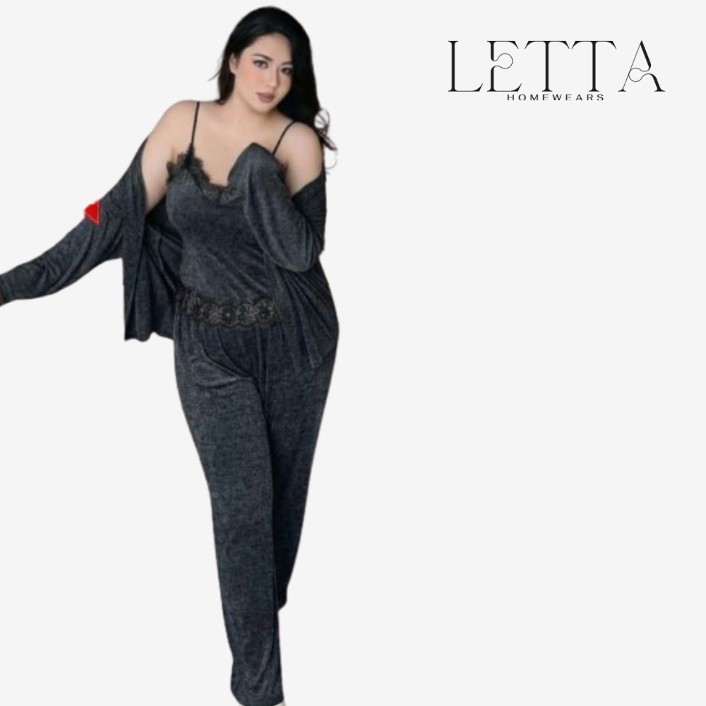 Luxury 3-Piece Plus Size Velvet Pajama Set