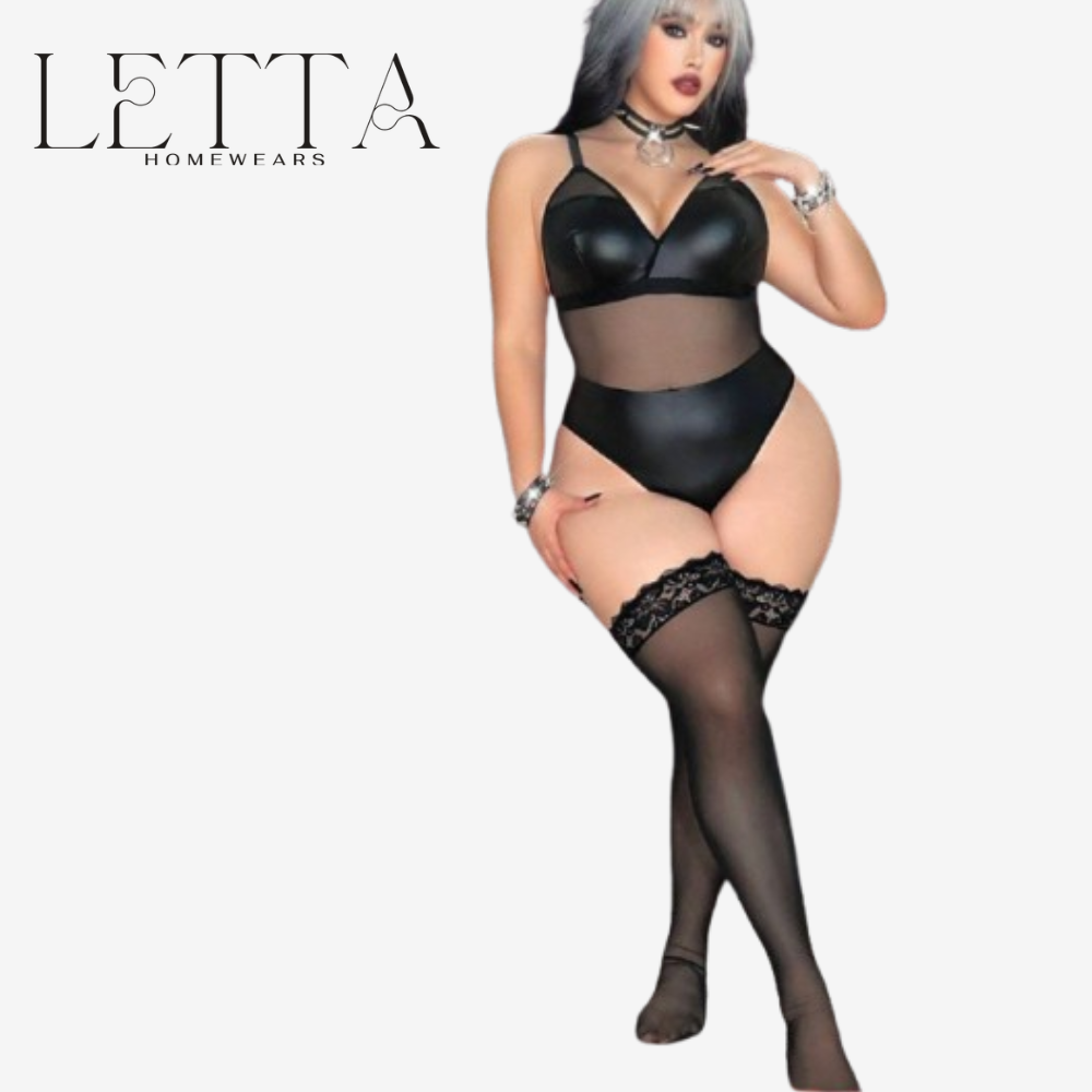 Leather and Mesh Bodysuit
